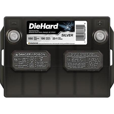 Battery : 25 Group Size, 550 CCA, 685 CA, 100 Minute Reserve Capacity