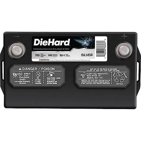 Battery : 65 Group Size, 750 CCA, 935 CA, 140 Minute Reserve Capacity
