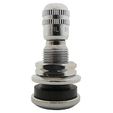 Low Profile Chrome Clamp-In Tire Valve 1.13", 0.453" Valve Hole, Usa.