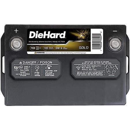 Battery : 24F Group Size, 750 CCA, 875 CA, 130 Minute Reserve Capacity