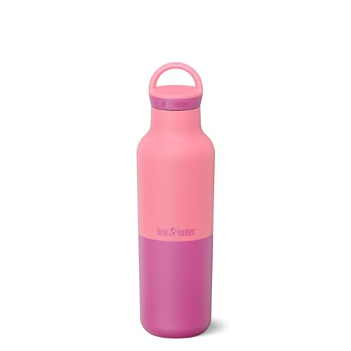 Klean Kanteen Rise Classic Insulated Water Bottle - Keep Drinks Cold for 65 Hours - Stainless Steel - Insulated Water Bottle - Leak & Sweat-Proof - Arch Loop Cap - 20 oz - Pink Lemonade