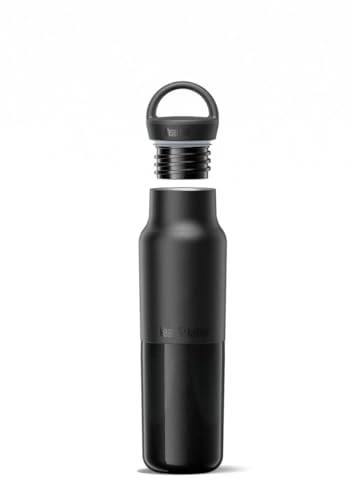 Klean Kanteen Rise Classic Insulated Water Bottle - Keeps Drinks Cold for 42 Hours - Stainless Steel - Insulated Water Bottle for Hydration - Leak & Sweat-Proof - Arch Loop Cap - 12 oz - Black