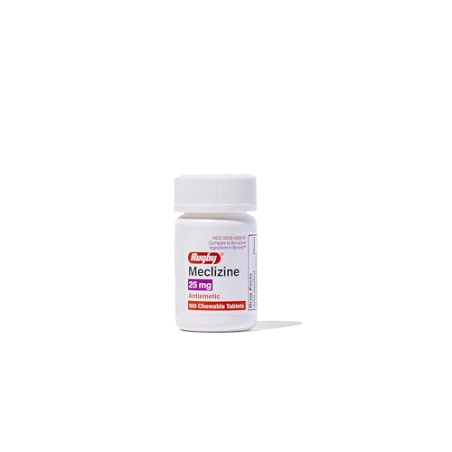Rugby Meclizine Chewable Tablets 25mg - Anti-Nausea Medicine Helps with Motion Sickness - 100 Count