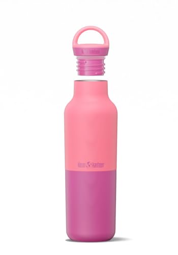 Klean Kanteen Rise Classic Insulated Water Bottle - Keep Drinks Cold for 65 Hours - Stainless Steel - Insulated Water Bottle - Leak & Sweat-Proof - Arch Loop Cap - 20 oz - Pink Lemonade