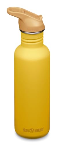 Klean Kanteen 27 oz Classic Water Bottle with Flip Seal Sport Cap & Straw - 100% Leakproof Spout & Cap - Durable, BPA-Free & Stainless Steel Material - Easy-Sip Water Bottle - Sunset