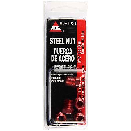 Steel Tube Nut, 3/16 (7/16-24 Inverted), 5/Card