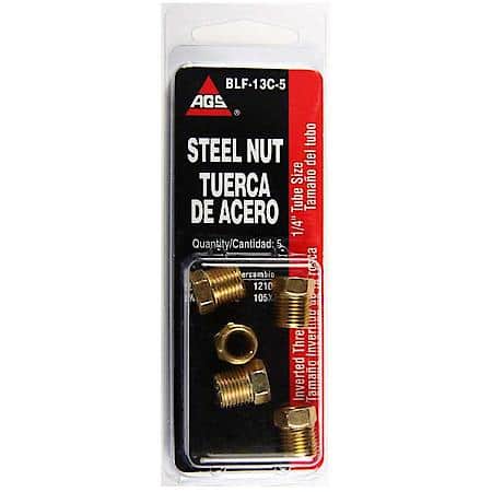 Steel Tube Nut, 1/4 (7/16-24 Inverted), 5/Card
