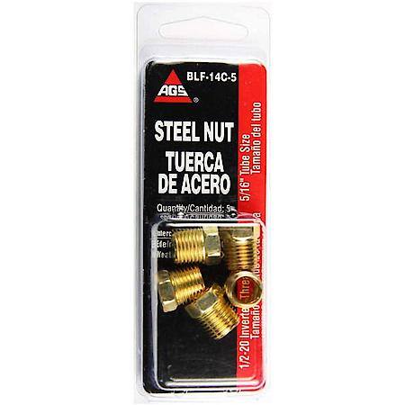 Steel Tube Nut, 5/16 (1/2-20 Inverted), 5/Card