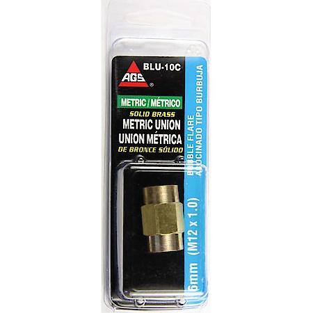 Brass Brake Line Union, 6mm (M12x1.0 Bubble), 1/card