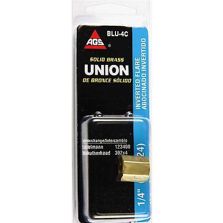 Brass Brake Line Union, 1/4 (7/16-24 Inverted), 1/card