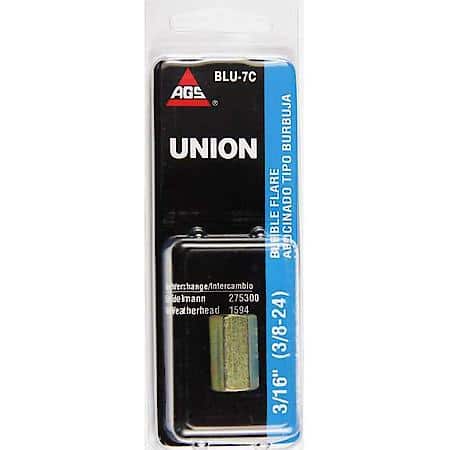 Steel Brake Line Union, 3/16 (3/8-24 Bubble), 1/card