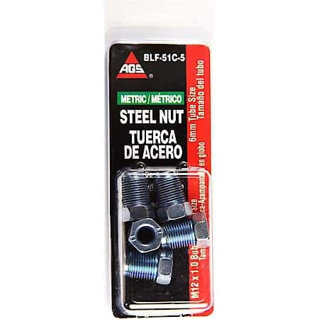 Steel Tube Nut, 6Mm (M12X1.0 Bubble), 5/Card