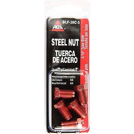 Steel Tube Nut, 3/16 (3/8-24 Bubble), 5/Card