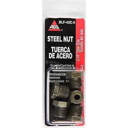 Steel Tube Nut, 3/16 (9/16-18 Inverted), 5/Card