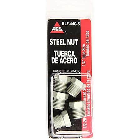 Steel Tube Nut, 1/4 (1/2-20 Inverted), 5/Card