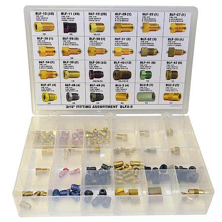 3/16in Tube Nut, Union, Adapter Fitting Assortment, 24 SKU, BLFA-8