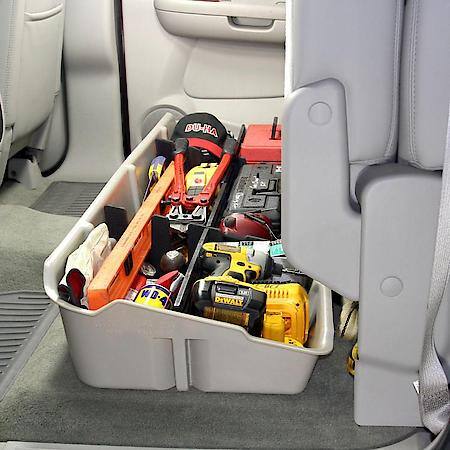 Under Rear Seat, 1 Compartment, Dark Gray, Heavy Duty Polyethylene