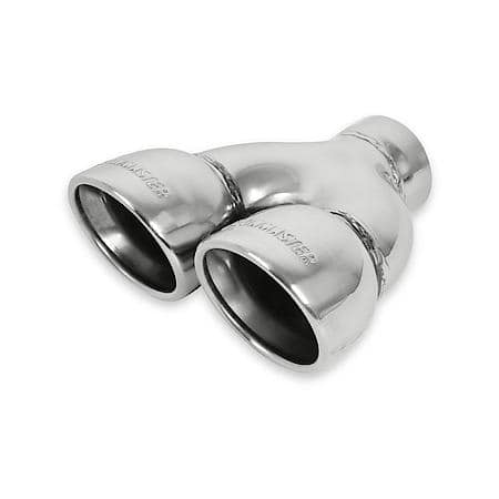 Exhaust Tip -Dual In, Rolled Angle Polished Ss Fits 2.50 In. Tubing, Weld On
