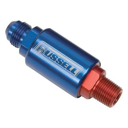 Competition Fuel Filter, Red/Blue Anodized, Length - 3 in., Diameter - 1 1/4"