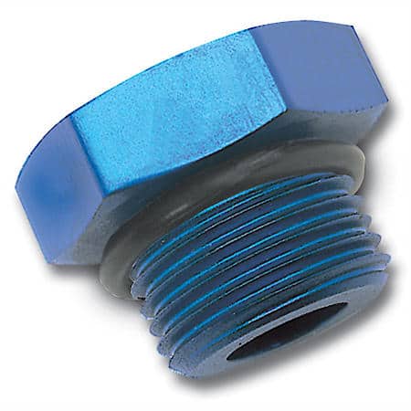 External Hex Head Pipe Plug, Aluminum, Blue Anodized, -12 AN, O-Ring
