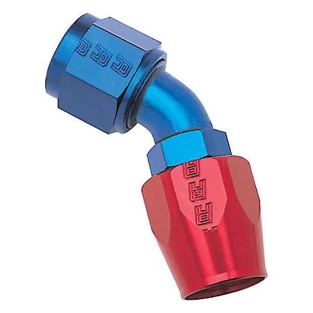 10AN ProClassic Swivel 45 Degree Hose End With Red/Blue Finish