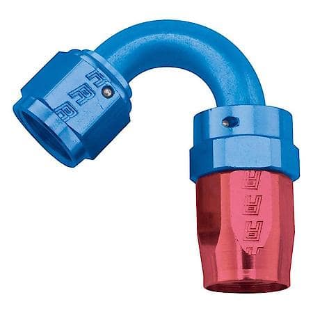 Full Flow Swivel Hose End, Radius - 15/16", Red/Blue, 120°