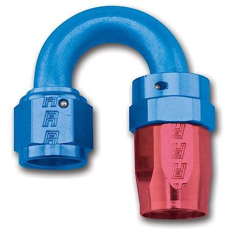 Full Flow Swivel Hose End, Radius - 1-1/8", Red/Blue, 180°