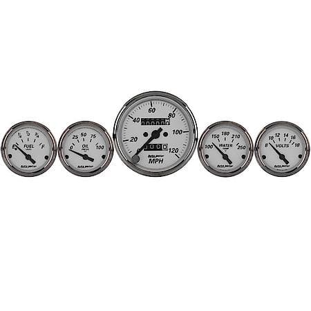 Gauge Kit; 5 Piece; 3 1/8 in./2 1/16"; Mechanical Speedometer; American Platinum