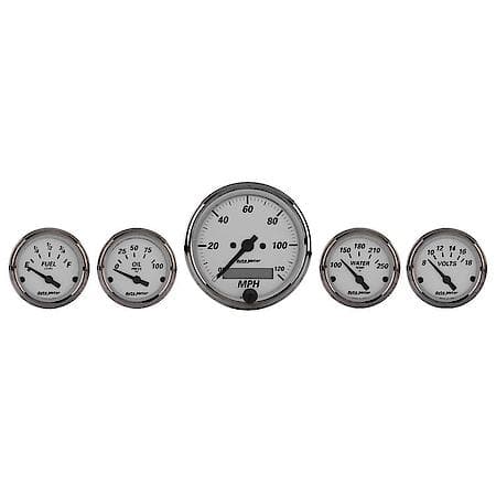 Gauge Kit; 5 Piece; 3 1/8 in./2 1/16"; Electrical Speedometer; American Platinum
