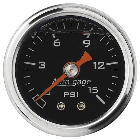 Gauge; Pressure; 1.5" Direct Mnt; 15 PSI; Liquid Filled Mechanical; Black; 1/8" NPTF
