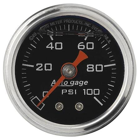Gauge; Pressure; 1.5" Direct Mnt; 100 PSI; Liquid Filled Mechanical; Black; 1/8" NPTF