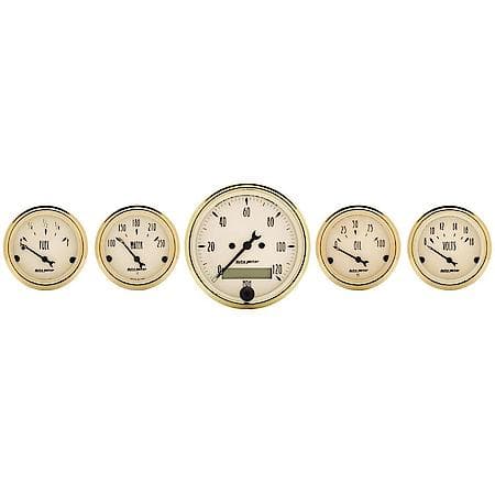 Gauge Kit; 5 Piece; 3 1/8 in./2 1/16"; Electrical Speedometer; Golden Oldies