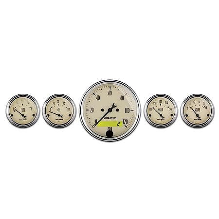 Gauge Kit; 5 Piece; 3 1/8 in./2 1/16"; Electrical Speedometer; Antique Beige