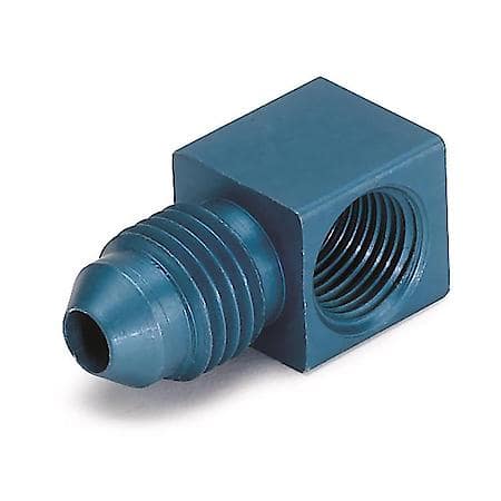 Fitting; Adapter; 90 Deg.; 1/8" NPTF Female To -4An Male; Aluminum; Blue Anodize