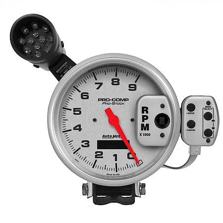 Gauge; Tach; 5"; 9K RPM; Pro-Stock Pedestal With Super Lite/Peak Mem; Ultra-Lite