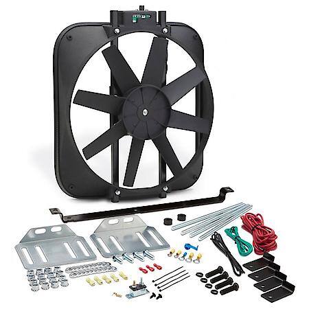 High Performance Mustang, 15" Electric Fan w/ Shroud, Adj. Thermostat, Fits Mustang 5.0 1987-93