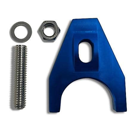 Heavy Duty Stud Mount Billet Distributor Clamp, Blue, Fits Chevy V6 & V8 Engines