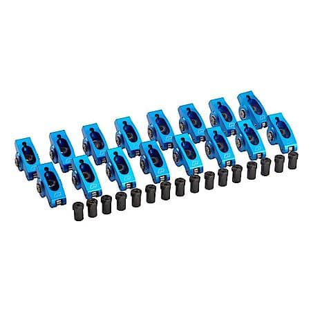Roller Rockers,1.5 Ratio; 3/8" Stud,Small Block Chevy V8 Engine w/ Center Hold-Down V/C, set of 16