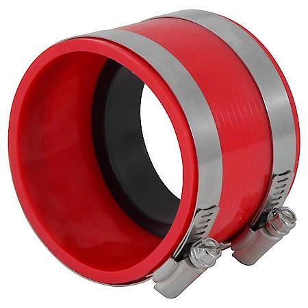 Red PVC Intake Coupler 3" with Stainless Steel Clamps