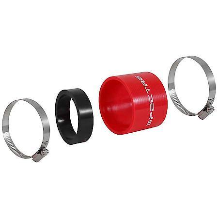 Red PVC Intake Coupler 3" with Stainless Steel Clamps