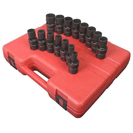 15 Pc 1/2 Dr 12 Pt Metric Univ Impact Socket