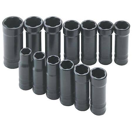 13 Piece 3/8" Drive Sae And Metric Deep Twist Turbosocket Set