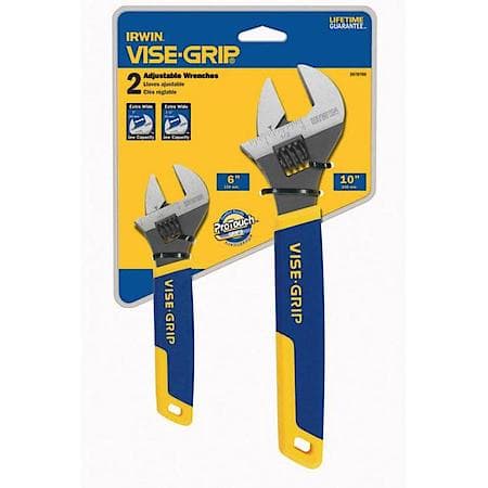 2Pc Adjustable Wrench Set 6 10