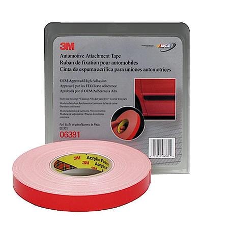Automotive Attachment Tape 06381, White, 1.52 mm, 7/8 in x 20 yd