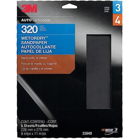 3M(Tm) Wetordry(Tm) Sandpaper, 32040, 9 Inch X 11 Inch, 320 Grit