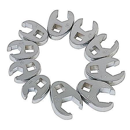 10Pc Metric Flare Crowfoot Wrench Set 10Mm-19Mm