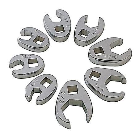 8Pc Sae Flare Crowfoot Wrench Set 3/8-7/8