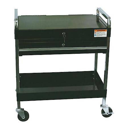 Service Cart W/Locking Top Drawer Black