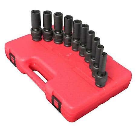 Socket Set Impact 1/2In. Drive 10Pc Univ Deep Met