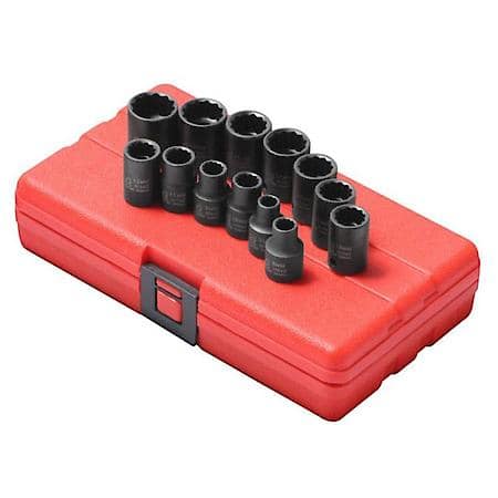 13Pc 3/8 Drive Metric 12 Pnt Socket Set